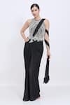 Buy_Dilnaz_Black Net, Polyester, Satin, Lycra, Chiffon Embellished Bodice Saree Gown  _at_Aza_Fashions