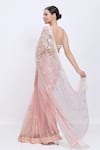 Buy_Dilnaz_Pink Net, Satin Fabric Flowers, Pearls, Crystals Hand Embroidered Saree _Online_at_Aza_Fashions