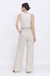 Shop_Dilnaz_Ivory Net, Tweed, Polyester, Satin Pearls, Stones Hand Embroidered Jumpsuit _at_Aza_Fashions
