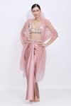 Buy Dilnaz Pink Polyester, Satin, Net Embroidery, Cut Floral Blouse And Draped Skirt Set at Aza Fashions Buy_Dilnaz_Pink Polyester, Satin, Net Embroidery, Cut Floral Blouse And Draped Skirt Set _at_Aza_Fashions