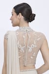 Shop_Dilnaz_Beige Net, Polyester, Satin Stones, Beads, Embroidery High Parsi Gara Blouse _at_Aza_Fashions