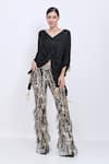 Buy_Dilnaz_Black Net, Polyester, Satin Sequins, Beads, Heavy Disco Acrylic Fringed Trouser _at_Aza_Fashions