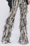 Buy_Dilnaz_Black Net, Polyester, Satin Sequins, Beads, Heavy Disco Acrylic Fringed Trouser _Online_at_Aza_Fashions