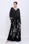 Buy_Dilnaz_Black Velvet Stones, Pearls Crushed Hand Embroidered Palazzo _at_Aza_Fashions