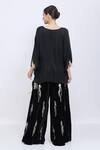 Shop_Dilnaz_Black Velvet Sequins, Feathers Crushed Squiggles Palazzo _at_Aza_Fashions