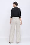 Shop_Dilnaz_Ivory Tweed, Polyester, Satin Hand Embroidered Waistband Trouser _at_Aza_Fashions