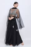 Dilnaz_Off White Net, Polyester, Satin, Chiffon Embellished Blouse And Gharara Set _Online_at_Aza_Fashions