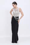 Buy_Dilnaz_Ivory Pearls Asymmetric Cascades Belt _Online_at_Aza_Fashions