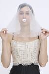 Buy_Dilnaz_Ivory Pearl Embroidered Head Veil _at_Aza_Fashions