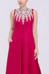 Dilnaz_Fuchsia Silk, Polyester, Satin Stones, Embroidery Jewel Necklace Bodice Gown _Online_at_Aza_Fashions