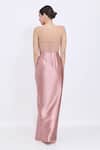 Shop_Dilnaz_Pink Satin, Net, Polyester Beads, Stones Sweetheart Neck Line Embroidered Gown _at_Aza_Fashions