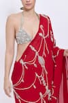 Buy Dilnaz Red Georgette, Polyester, Satin Embroidery, Pearls Necklace Saree Online at Aza Fashions Buy_Dilnaz_Red Georgette, Polyester, Satin Embroidery, Pearls Necklace Saree _Online_at_Aza_Fashions