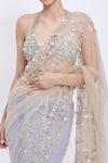 Dilnaz_Purple Net, Satin Sequins, Embroidery, Rhinestones Tendril Shaded Saree _Online_at_Aza_Fashions