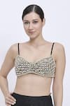 Buy_Dilnaz_Black Net, Polyester, Satin Beads, Pearls Embroidered Chowdi Bustier Blouse _at_Aza_Fashions