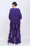 Shop_Dilnaz_Purple Satin Tassels, Sequins, Feathers Draped Kaftan And Embroidered Jumpsuit Set _at_Aza_Fashions