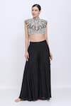 Buy_Dilnaz_Black Net, Polyester, Satin Beads, Stones, Embroidery High Neck Hand Blouse _at_Aza_Fashions
