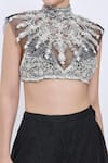Buy_Dilnaz_Black Net, Polyester, Satin Beads, Stones, Embroidery High Neck Hand Blouse _Online_at_Aza_Fashions