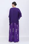 Shop_Dilnaz_Purple Linen Pearls, Stones, Zari Hand Embroidered Palazzo _at_Aza_Fashions