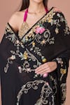 Buy_Dilnaz_Black Georgette, Polyester, Satin Embroidery, Sequins, Pearls Floral Saree _Online_at_Aza_Fashions