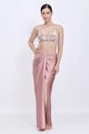 Buy_Dilnaz_Pink Satin Draped Milano Skirt _at_Aza_Fashions