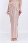 Dilnaz_Beige Satin Draped Skirt _Online_at_Aza_Fashions