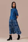 Indigo Dreams Blue Silk Boat Neck Bandhani Gathered Skirt And Boxy Top Set Online at Aza Fashions Indigo Dreams_Blue Silk Boat Neck Bandhani Gathered Skirt And Boxy Top Set _Online_at_Aza_Fashions