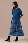 Shop Indigo Dreams Blue Silk Boat Neck Bandhani Gathered Skirt And Boxy Top Set Online at Aza Fashions Shop_Indigo Dreams_Blue Silk Boat Neck Bandhani Gathered Skirt And Boxy Top Set _Online_at_Aza_Fashions