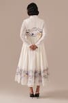 Shop_Indigo Dreams_Ivory Cotton Embroidery Round Handwoven Jamdani Gathered Dress And Jacket Set _at_Aza_Fashions