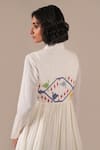 Shop_Indigo Dreams_Ivory Cotton Embroidery Round Handwoven Jamdani Gathered Dress And Jacket Set 