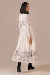 Shop_Indigo Dreams_Ivory Cotton Embroidery Round Neck Jamdani Handwoven Tiered Midi Dress  _at_Aza_Fashions