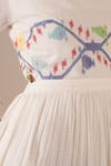 Indigo Dreams_Ivory Cotton Embroidery Round Neck Jamdani Handwoven Tiered Midi Dress  _at_Aza_Fashions