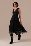 Indigo Dreams Black Cotton Embroidery V-neck Jamdani Tiered Wrap Dress With Belt Online at Aza Fashions Indigo Dreams_Black Cotton Embroidery V-neck Jamdani Tiered Wrap Dress With Belt _Online_at_Aza_Fashions