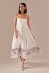 Buy Indigo Dreams Ivory Cotton Embroidery Square Neck Handwoven Jamdani Ruched Bodice Midi Dress at Aza Fashions Buy_Indigo Dreams_Ivory Cotton Embroidery Square Neck Handwoven Jamdani Ruched Bodice Midi Dress _at_Aza_Fashions
