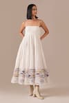 Buy Indigo Dreams Ivory Cotton Embroidery Square Neck Handwoven Jamdani Ruched Bodice Midi Dress Buy_Indigo Dreams_Ivory Cotton Embroidery Square Neck Handwoven Jamdani Ruched Bodice Midi Dress