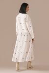 Shop_Indigo Dreams_Ivory Cotton Square Neck, Collared Jamdani Polka Dot Dress With Jacket _at_Aza_Fashions