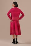 Shop_Indigo Dreams_Pink Cotton Halter , Open Gathered Dress With Jacket _at_Aza_Fashions