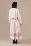 Shop_Indigo Dreams_Ivory Cotton Embroidery Round Neck Handwoven Jamdani Boxy Top Skirt Set _at_Aza_Fashions