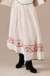 Buy_Indigo Dreams_Ivory Cotton Embroidery Round Neck Handwoven Jamdani Boxy Top Skirt Set _Online_at_Aza_Fashions