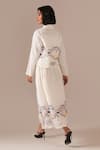 Shop_Indigo Dreams_Ivory Cotton Embroidery Square Neck, Handwoven Jamdani Midi Dress Jacket Set _at_Aza_Fashions