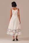 Shop Indigo Dreams Ivory Cotton Square Neck Jamdani Handwoven Midi Dress With Belt at Aza Fashions Shop_Indigo Dreams_Ivory Cotton Square Neck Jamdani Handwoven Midi Dress With Belt _at_Aza_Fashions