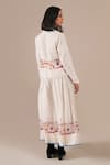 Shop_Indigo Dreams_Ivory Cotton Embroidery Round , Open Handwoven Jamdani Top Skirt Set _at_Aza_Fashions
