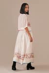Shop_Indigo Dreams_Ivory Cotton Embroidery Round Handwoven Jamdani Geometric Top And Gathered Skirt _at_Aza_Fashions