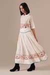Shop_Indigo Dreams_Ivory Cotton Embroidery Round Handwoven Jamdani Geometric Top And Gathered Skirt _Online_at_Aza_Fashions