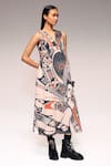 Kritika Murarka_Rust Cotton V-neck Reversible Pottery Motif Midi Dress _Online_at_Aza_Fashions