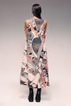 Shop_Kritika Murarka_Rust Cotton V-neck Reversible Pottery Motif Midi Dress _at_Aza_Fashions