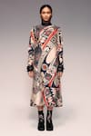 Buy Kritika Murarka Rust Silk High Neck Printed Midi Dress at Aza Fashions Buy_Kritika Murarka_Rust Silk High Neck Printed Midi Dress _at_Aza_Fashions