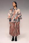Kritika Murarka_Rust Cotton Collared Abstract Print Shirt  _Online_at_Aza_Fashions