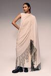 Buy Kritika Murarka Ivory Cotton Tassels, Beads High Neck Crushed Scarf Maxi Dress at Aza Fashions Buy_Kritika Murarka_Ivory Cotton Tassels, Beads High Neck Crushed Scarf Maxi Dress _at_Aza_Fashions