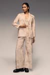 Buy_Kritika Murarka_Ivory Cotton, Linen Shaded Dye Blazer And Pant Set _at_Aza_Fashions