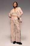Shop_Kritika Murarka_Ivory Cotton, Linen Shaded Dye Blazer And Pant Set _at_Aza_Fashions